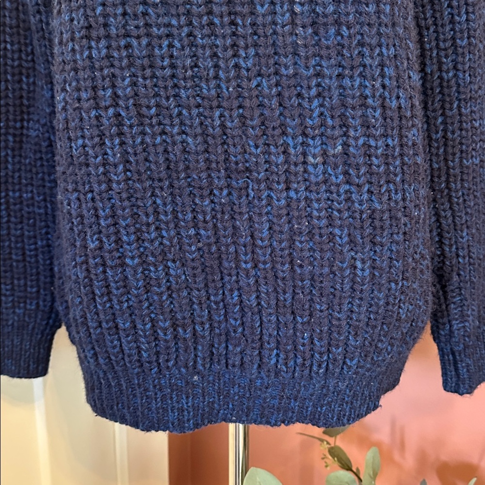 Vintage Cornish Jumpers Pure Wool Navy Royal Blue Women's M collar Sweater - Picture 5 of 13